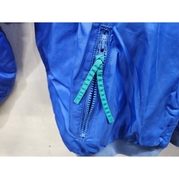 Vtg 90's Columbia Men's Coat Sz XL Blue Teal Reversible Thinsulate Bomber Jacket - Picture 3 of 15